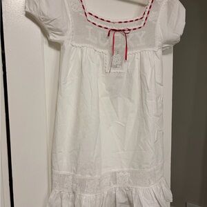 Bella Hadid Frankie's Bikinis Western Poplin White and Red Mini Dress